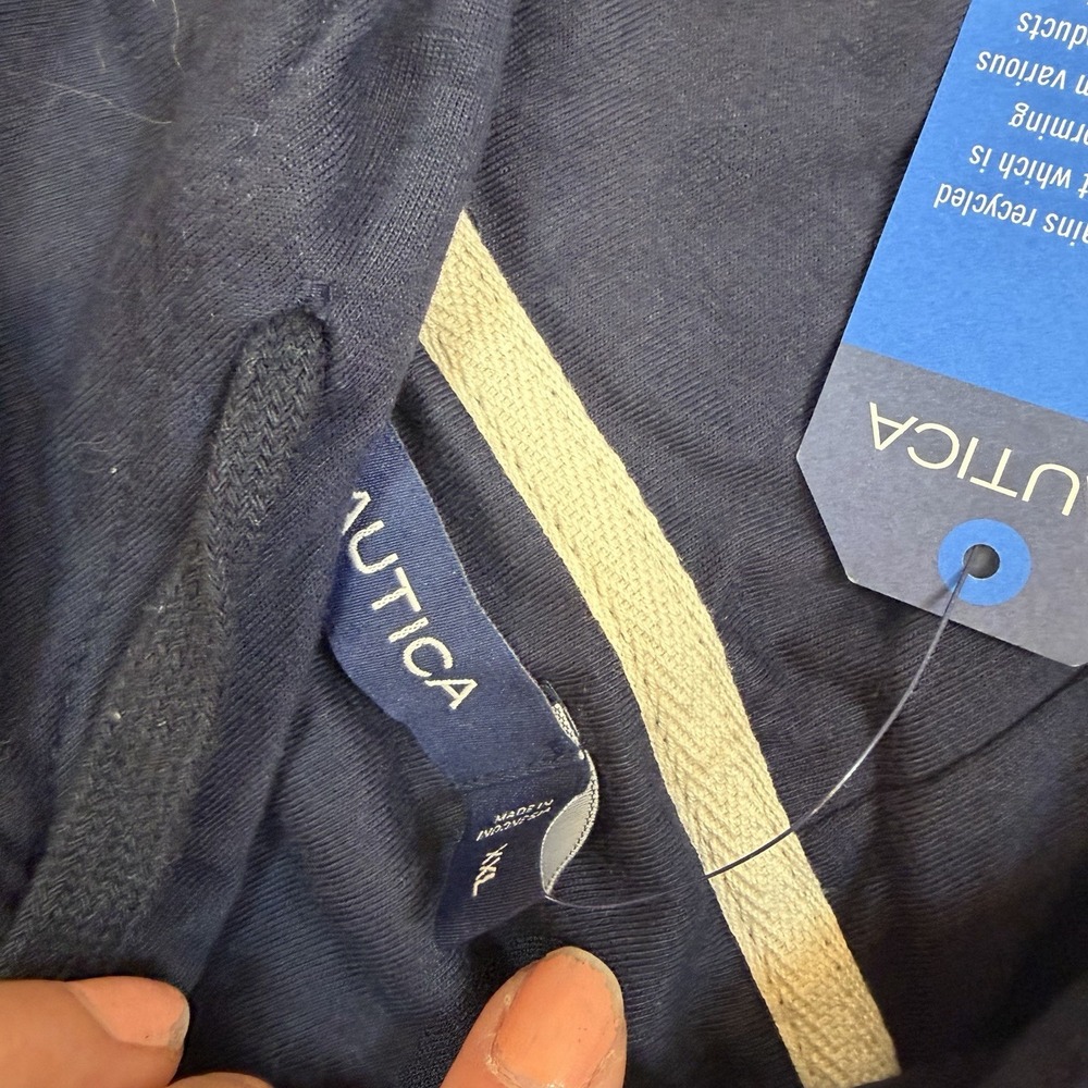 NWT Nautica Men's XXL Pullover Lightweight Hoodie Shirt Blue Drawstrings - Picture 6 of 12